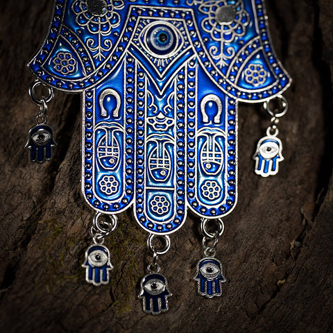 Protective Hamsa Blessings - Metal Hamsa Evil Eye Bead Home Blessings