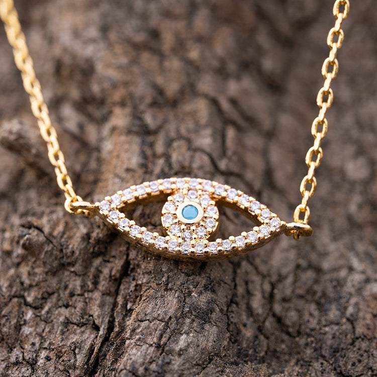 Graceful Guardian - Evil Eye 18K Gold Over 925 Sterling Silver Cubic Zirconia Adjustable Bracelet