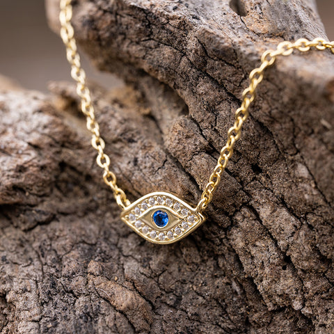 Boundless Optimism - Evil Eye Charm14K Gold Over 925 Sterling Silver Cubic Zirconia Necklace