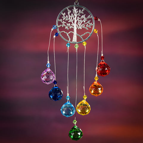 Enlightenment Blessing - Tree Of Life Chakras Color Crystal Ball Home Blessing