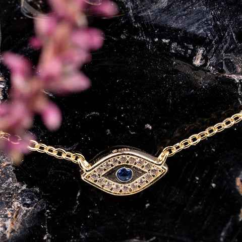 Boundless Optimism - Evil Eye Charm14K Gold Over 925 Sterling Silver Cubic Zirconia Necklace