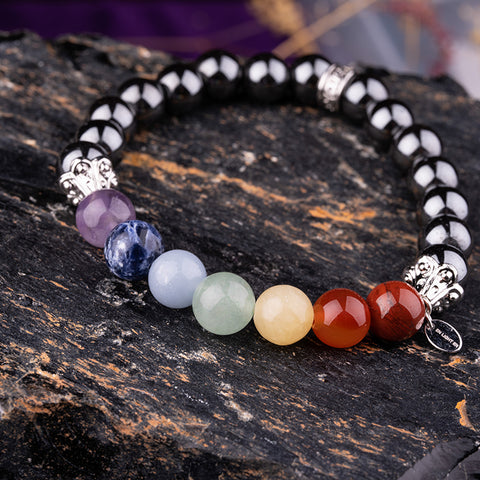 Spiritual Alignment Bracelet - Hematite Protection Seven Chakras Multi Stones Bracelet