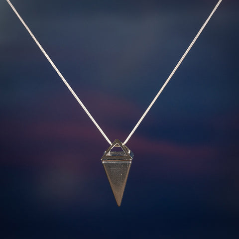 The Dark Knight - Hematite Pyramid Protection Strength 925 Sterling Silver Chain Necklace