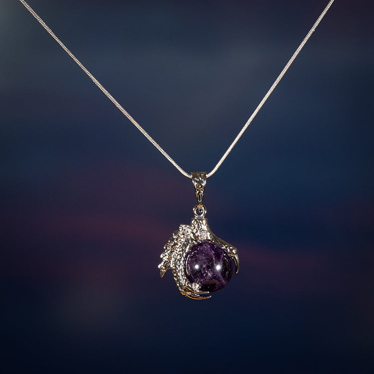 Celestial Guardian - Amethyst Dragon Claw February Birthstone Necklace