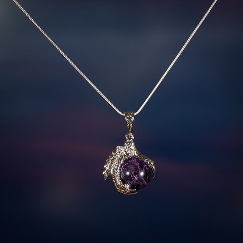 Celestial Guardian - Amethyst Dragon Claw February Birthstone Necklace