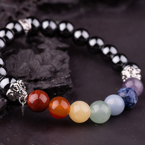 Spiritual Alignment Bracelet - Hematite Protection Seven Chakras Multi Stones Bracelet