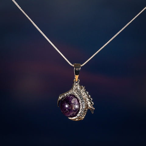 Celestial Guardian - Amethyst Dragon Claw February Birthstone Necklace