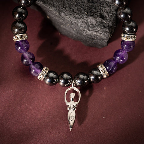 Divine Mystical Enchantment - Hematite Amethyst Godness February Birthstone Bracelet