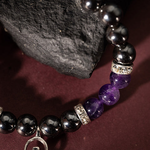 Divine Mystical Enchantment - Hematite Amethyst Godness February Birthstone Bracelet