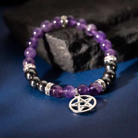 Sacred Vision - Amethyst Hematite Cubic Zirconia February Birthstone Bracelet