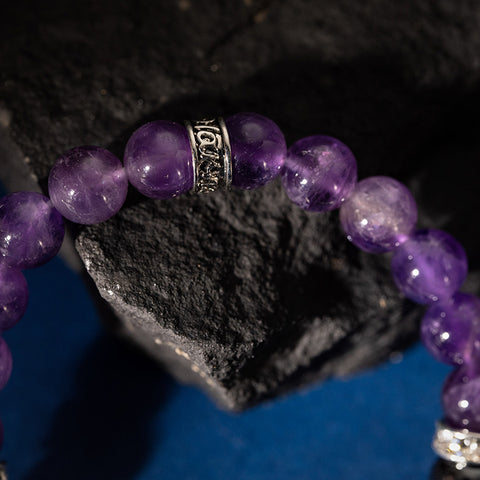 Sacred Vision - Amethyst Hematite Cubic Zirconia February Birthstone Bracelet