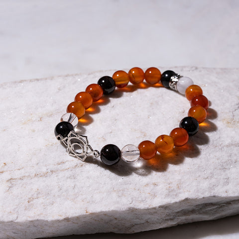 Sensual Blaze - Sacral Chakra Multi Stone Garnet Crystal Quartz April Birthstone Bracelet