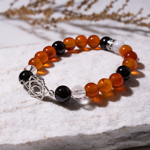 Sensual Blaze - Sacral Chakra Multi Stone Garnet Crystal Quartz April Birthstone Bracelet