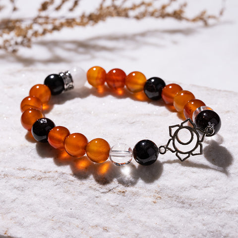 Sensual Blaze - Sacral Chakra Multi Stone Garnet Crystal Quartz April Birthstone Bracelet