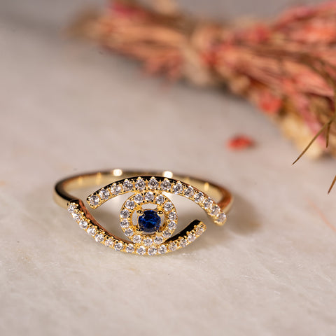 Holy Guardian - Evil Eye 14K Gold Over Sterling Silver Cubic Zirconia Ring