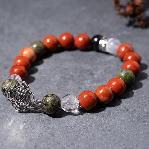 Earthbound Energy Empowerment - Root Chakra Multi Stone Flowers Charm Bracelet