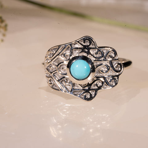 Ancient protection - Turquoise December Birthstone 925 Sterling Silver Ring