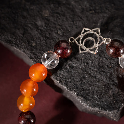 Sensual Blaze - Sacral Chakra Multi Stone Garnet Crystal Quartz April Birthstone Bracelet