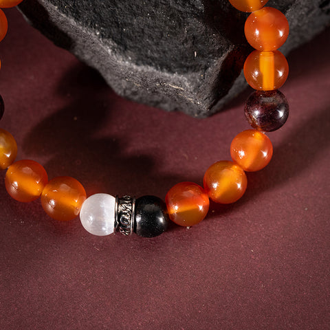 Sensual Blaze - Sacral Chakra Multi Stone Garnet Crystal Quartz April Birthstone Bracelet