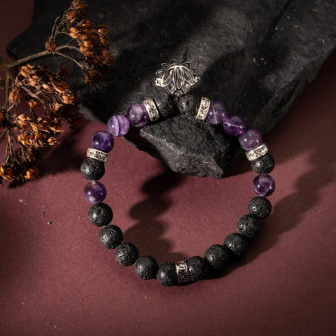 Empowered Serenity - Amethyst Lava February Birthstone Cubic Zirconia Bracelet