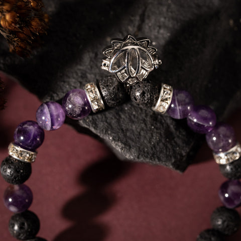 Empowered Serenity - Amethyst Lava February Birthstone Cubic Zirconia Bracelet