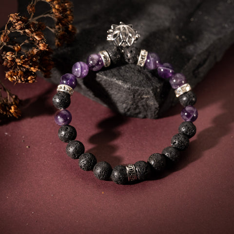 Empowered Serenity - Amethyst Lava February Birthstone Cubic Zirconia Bracelet