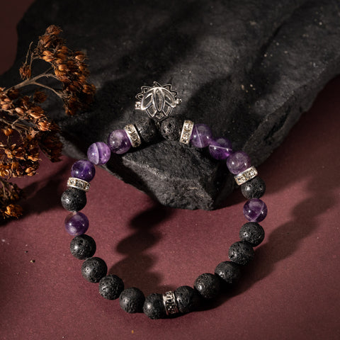 Empowered Serenity - Amethyst Lava February Birthstone Cubic Zirconia Bracelet