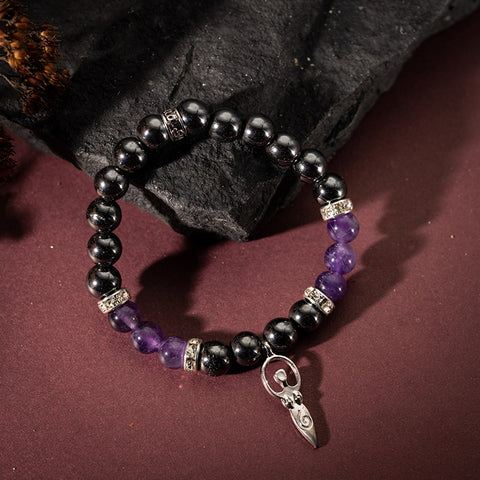 Divine Mystical Enchantment - Hematite Amethyst Godness February Birthstone Bracelet