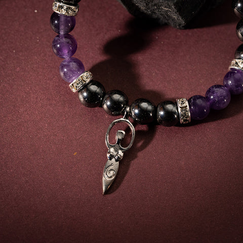 Divine Mystical Enchantment - Hematite Amethyst Godness February Birthstone Bracelet