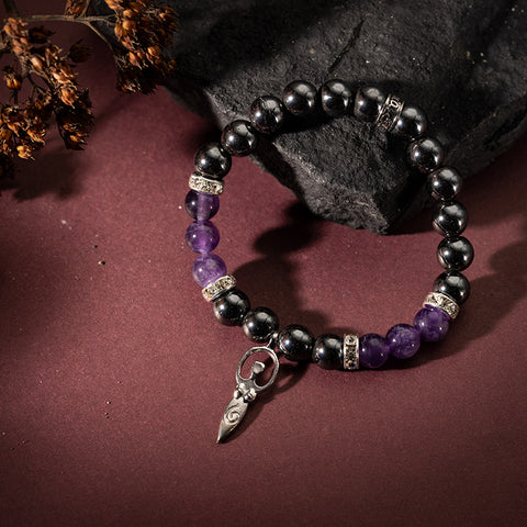 Divine Mystical Enchantment - Hematite Amethyst Godness February Birthstone Bracelet