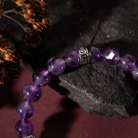 Sacred Vision - Amethyst Hematite Cubic Zirconia February Birthstone Bracelet