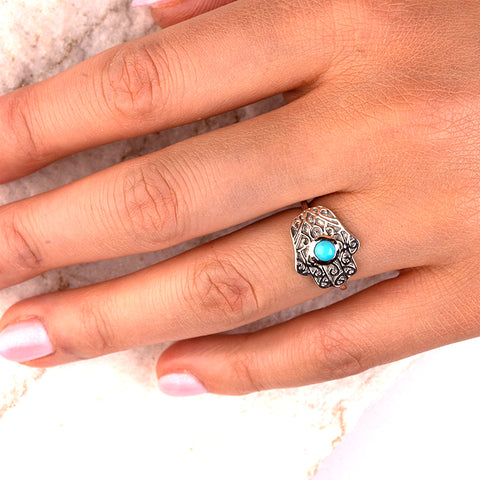 Ancient protection - Turquoise December Birthstone 925 Sterling Silver Ring