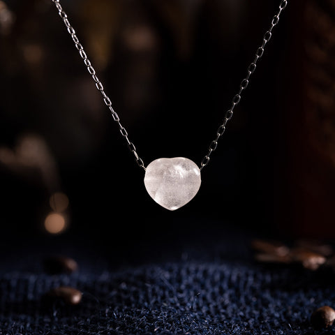 Angel's Heart - Crystal Quartz 925 Sterling Silver April Birthstone Necklace