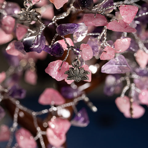 Purification Emotional Healing - Amethyst February Birthstone Rose Quartz Feng Shui Tree