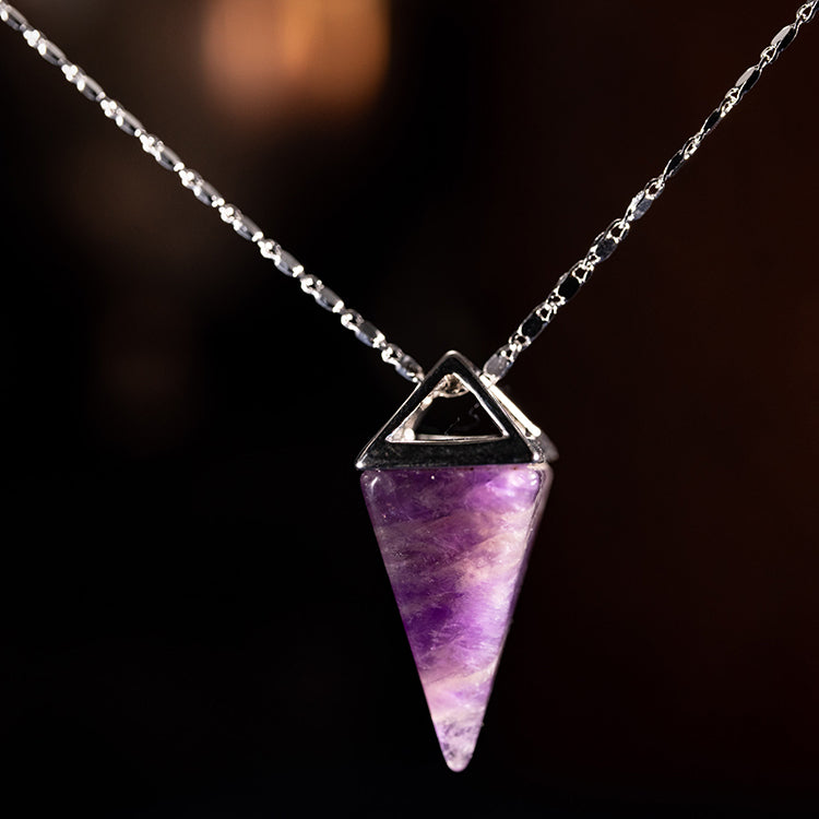 Insightful Clarity - Amethyst Pyramid 925 Sterling Silver February Birthstone Necklace