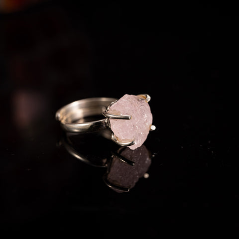 Compassionate Love - Morganite Rough Irregular Graceful Serene 925 Sterling Silver Ring