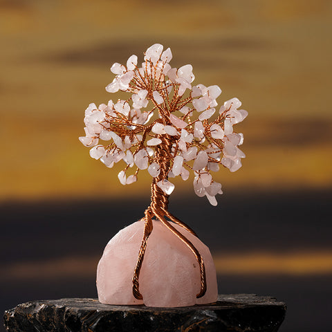 Love God's Gift - Rose Quartz Blooms Rose Quartz Base Feng Shui Tree Of Life