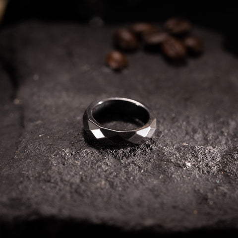 Enchanted Forest - Hematite Faceted Magnetic Protection Strength Ring